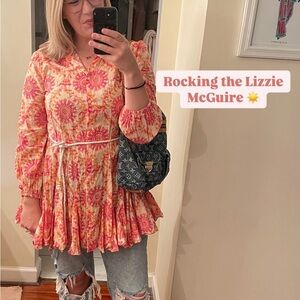 Zara Pink and Orange Patterned Dress